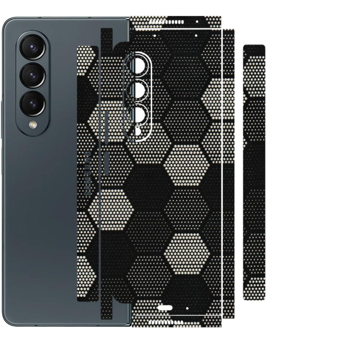 Samsung M/F/Note/Flip and C Phone Skins (All Models) - Black & White Dotted Honeycomb Texture - 3D Embossed Finish (L-202) Samsung Galaxy Z Fold 4