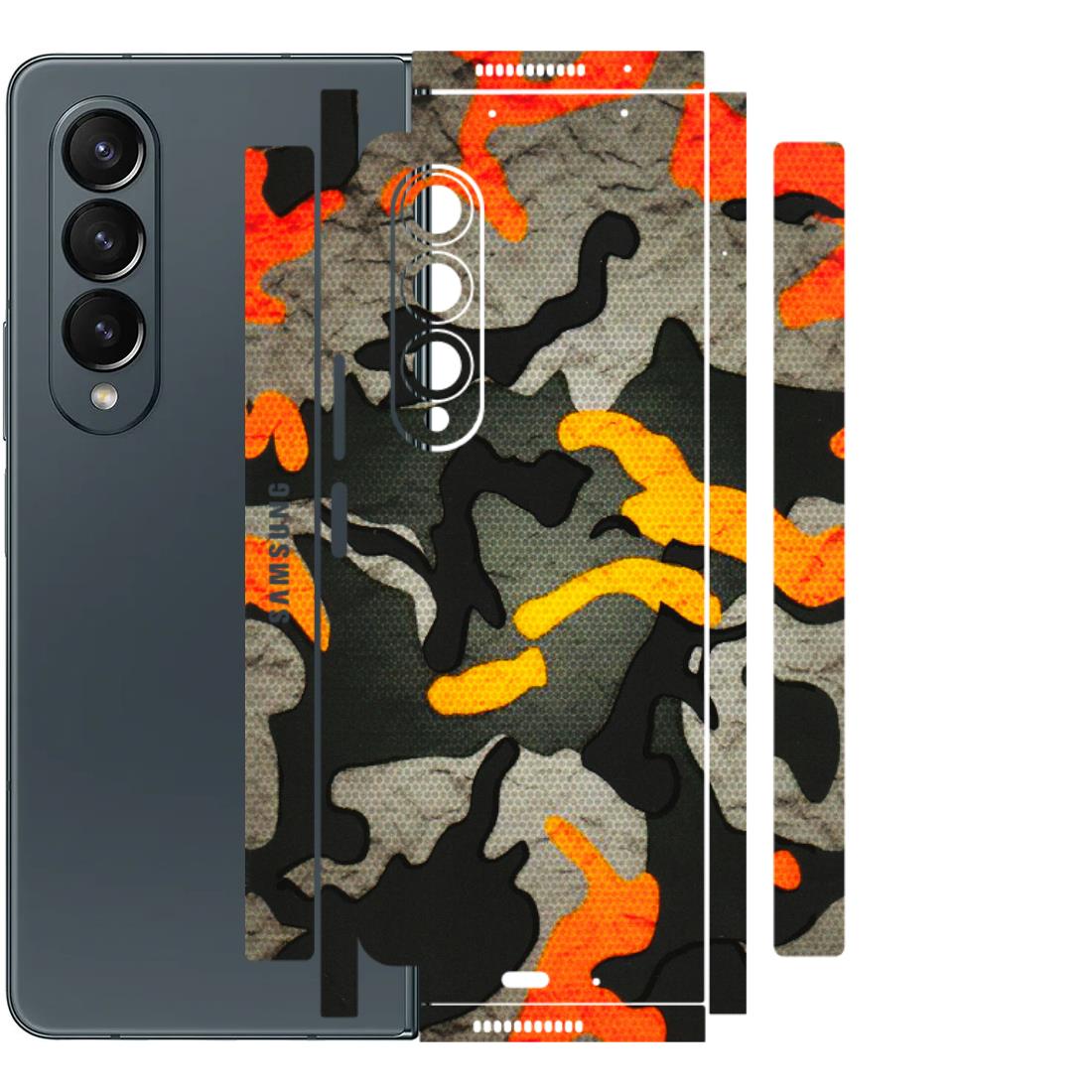 Samsung M/F/Note/Flip and C Phone Skins (All Models) - Orange Camouflage - 3D Embossed Finish (L-204) Samsung Galaxy Z Fold 4