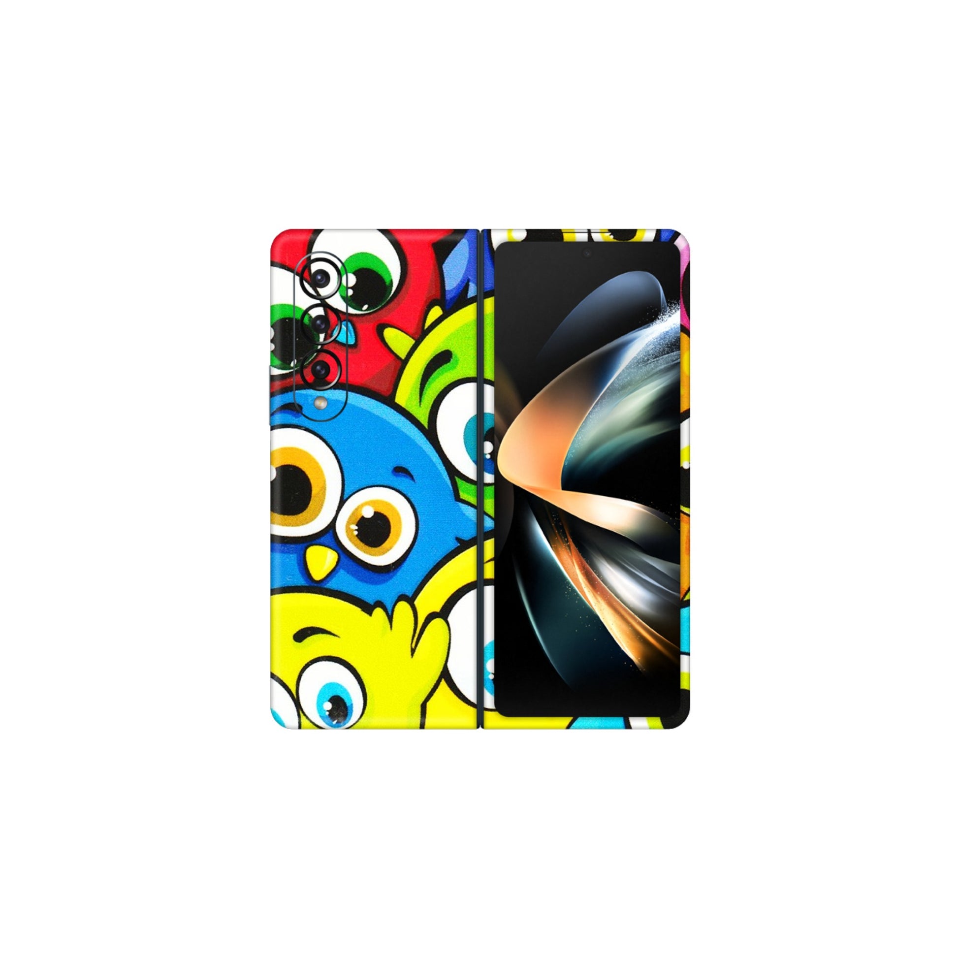 Samsung M/F/Note/Flip and C Phone Skins (All Models) - Cute Fluffy Birds - 3D Embossed Finish (L-213) Samsung Galaxy Z Fold 4