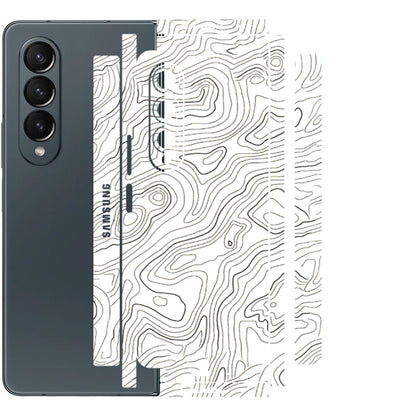 Samsung M/F/Note/Flip and C Phone Skins (All Models) - White Black Swirls - 3D Embossed Finish (L-219) Samsung Galaxy Z Fold 4