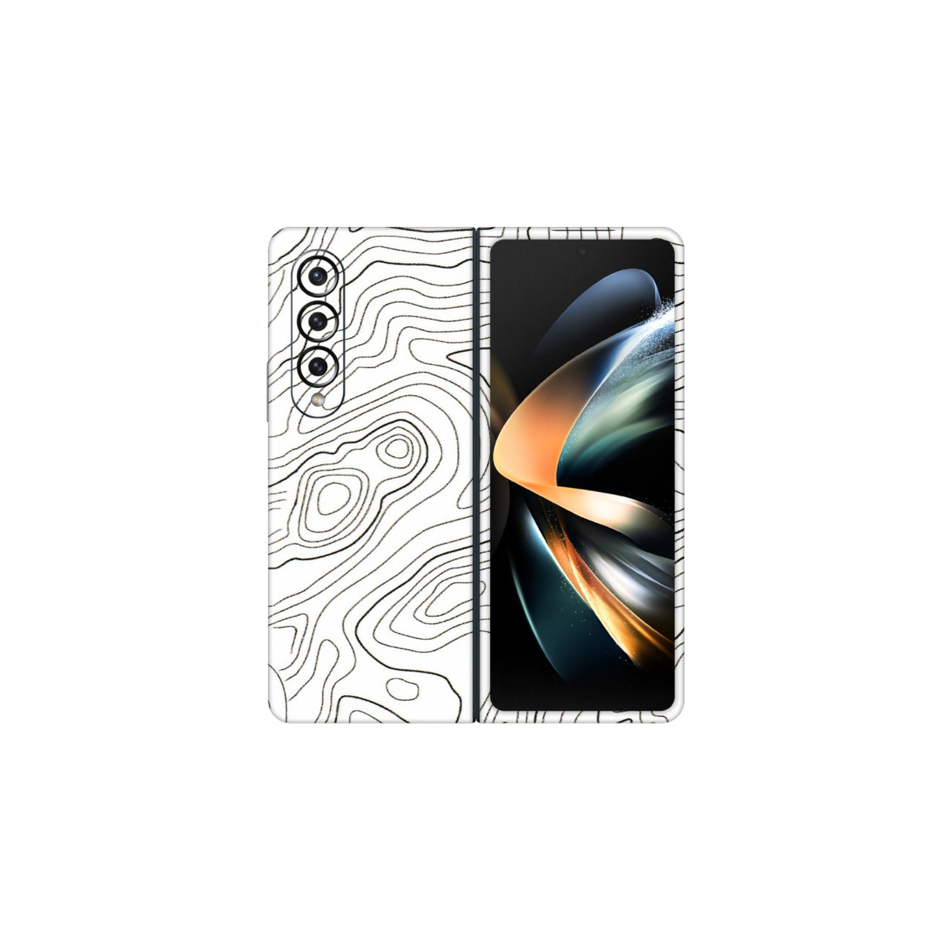Samsung M/F/Note/Flip and C Phone Skins (All Models) - White Black Swirls - 3D Embossed Finish (L-219) Samsung Galaxy Z Fold 4