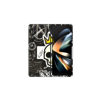 Samsung M/F/Note/Flip and C Phone Skins (All Models) - Funny Skull Black Chalk Grafitti - 3D Embossed Finish (L-22) Samsung Galaxy Z Fold 4