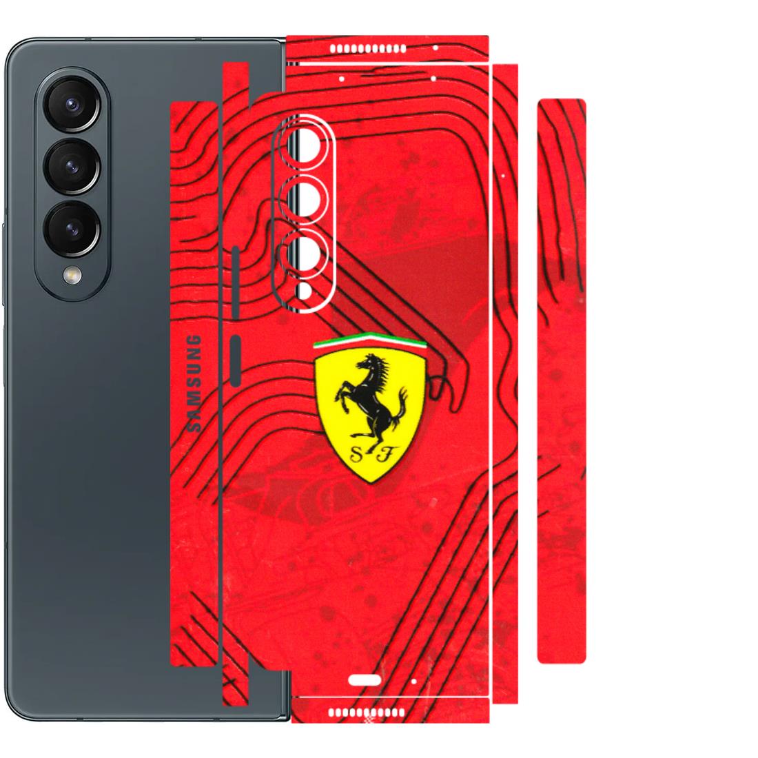 Samsung M/F/Note/Flip and C Phone Skins (All Models) - Red Ferrari Logo Stylish - 3D Embossed Finish (L-238) Samsung Galaxy Z Fold 4