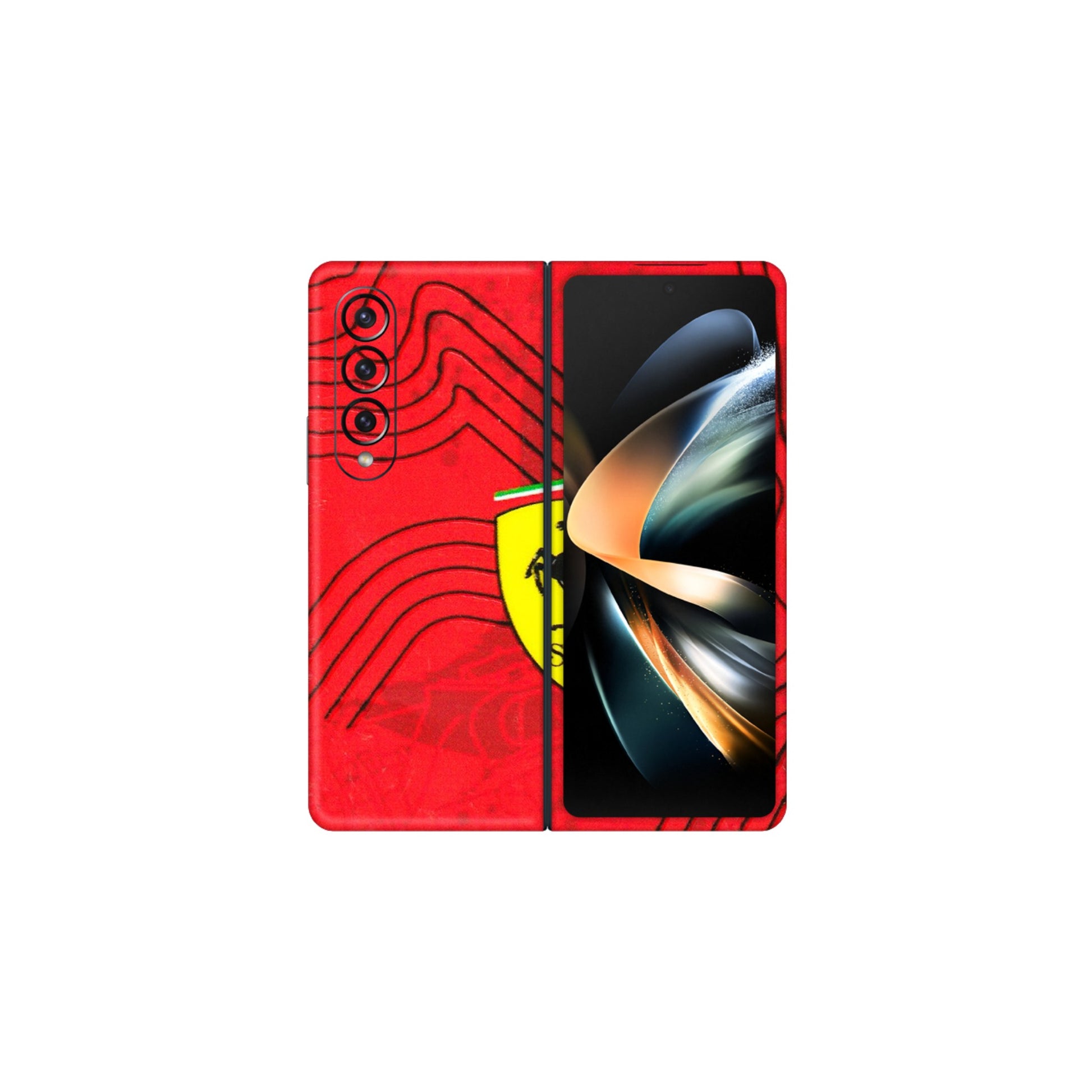 Samsung M/F/Note/Flip and C Phone Skins (All Models) - Red Ferrari Logo Stylish - 3D Embossed Finish (L-238) Samsung Galaxy Z Fold 4