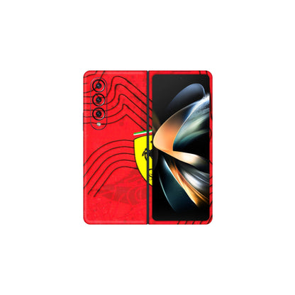 Samsung M/F/Note/Flip and C Phone Skins (All Models) - Red Ferrari Logo Stylish - 3D Embossed Finish (L-238) Samsung Galaxy Z Fold 4