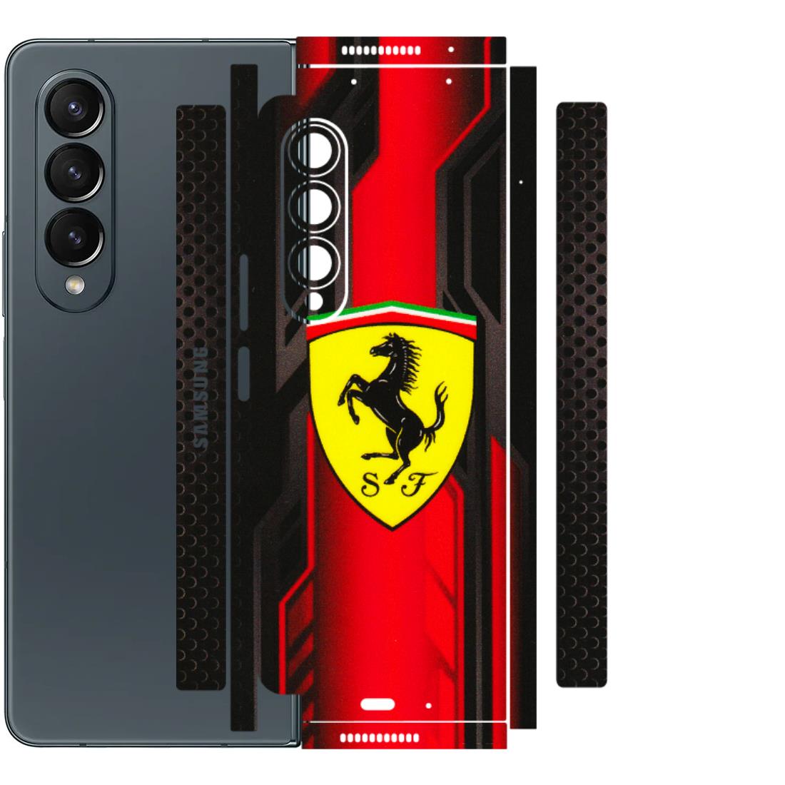Samsung M/F/Note/Flip and C Phone Skins (All Models) - Black Ferrari Logo - 3D Embossed Finish (L-253) Samsung Galaxy Z Fold 4
