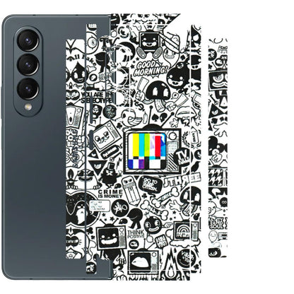 Samsung M/F/Note/Flip and C Phone Skins (All Models) - Doodles Positive Art - 3D Embossed Finish (L-263) Samsung Galaxy Z Fold 4