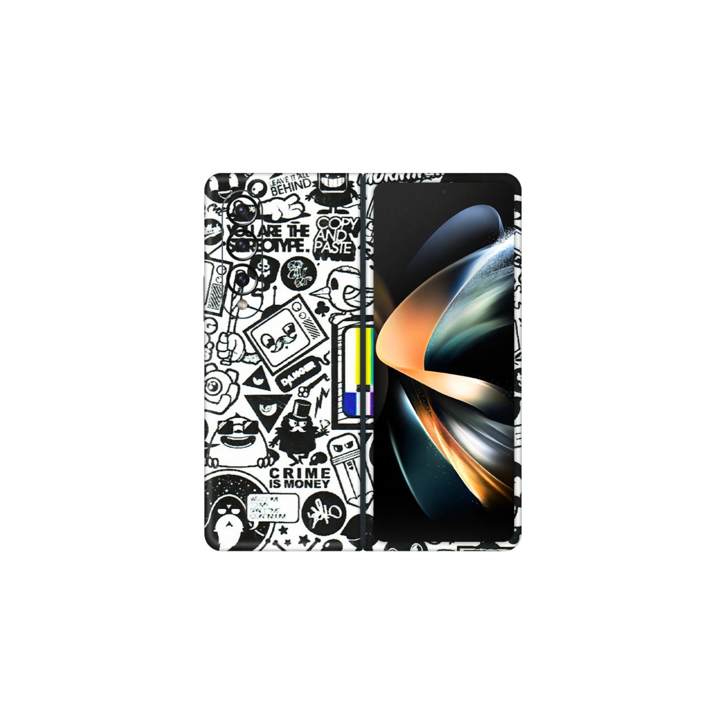 Samsung M/F/Note/Flip and C Phone Skins (All Models) - Doodles Positive Art - 3D Embossed Finish (L-263) Samsung Galaxy Z Fold 4