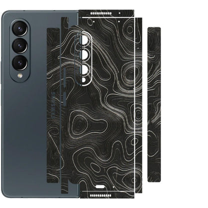 Samsung M/F/Note/Flip and C Phone Skins (All Models) - Abstract White Line Map - 3D Embossed Finish (L-269) Samsung Galaxy Z Fold 4