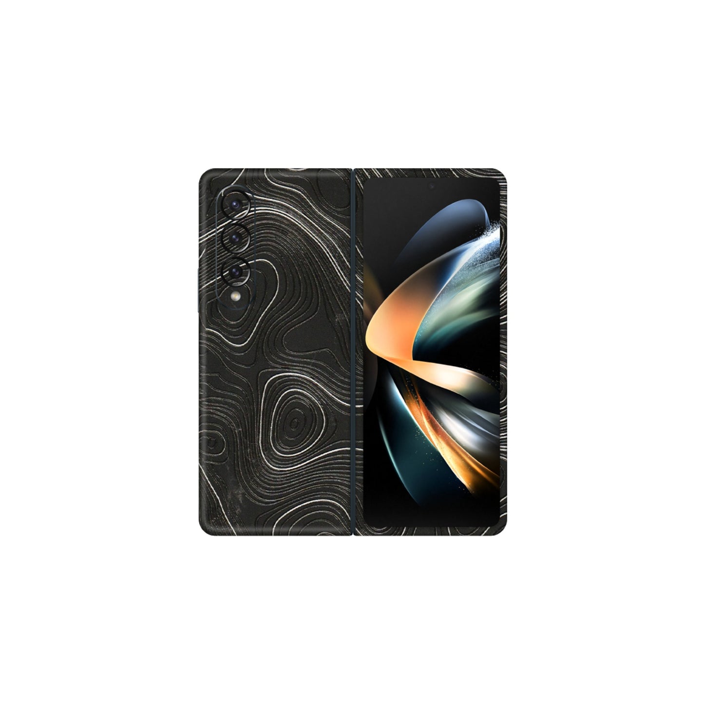 Samsung M/F/Note/Flip and C Phone Skins (All Models) - Abstract White Line Map - 3D Embossed Finish (L-269) Samsung Galaxy Z Fold 4