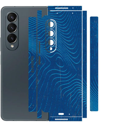 Samsung M/F/Note/Flip and C Phone Skins (All Models) - Abstract Blue Line Map - 3D Embossed Finish (L-272) Samsung Galaxy Z Fold 4
