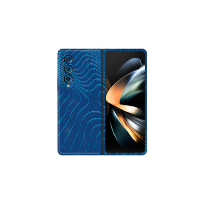 Samsung M/F/Note/Flip and C Phone Skins (All Models) - Abstract Blue Line Map - 3D Embossed Finish (L-272) Samsung Galaxy Z Fold 4