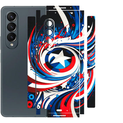 Samsung M/F/Note/Flip and C Phone Skins (All Models) - Captain America Logo - 3D Embossed Finish (L-307) Samsung Galaxy Z Fold 4