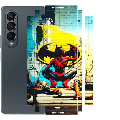 Samsung M/F/Note/Flip and C Phone Skins (All Models) - New Spiderman Bat Logo - 3D Embossed Finish (L-309) Samsung Galaxy Z Fold 4