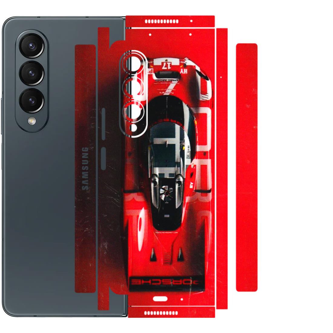 Samsung M/F/Note/Flip and C Phone Skins (All Models) - Red Porsche Car Logo - 3D Embossed Finish (L-315) Samsung Galaxy Z Fold 4