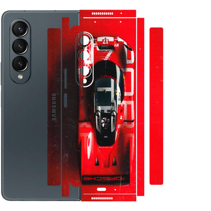 Samsung M/F/Note/Flip and C Phone Skins (All Models) - Red Porsche Car Logo - 3D Embossed Finish (L-315) Samsung Galaxy Z Fold 4