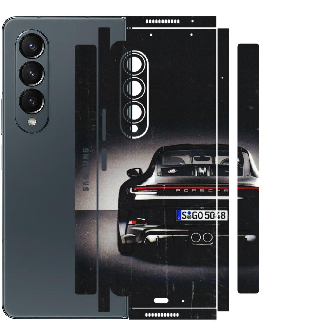Samsung M/F/Note/Flip and C Phone Skins (All Models) - New Black Porsche GT3 - 3D Embossed Finish (L-327) Samsung Galaxy Z Fold 4