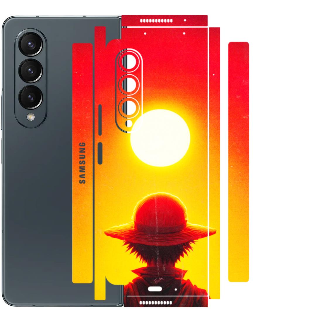 Samsung M/F/Note/Flip and C Phone Skins (All Models) - Cool Sunset With Monkey D.Luffy Anime - 3D Embossed Finish (L-329) Samsung Galaxy Z Fold 4