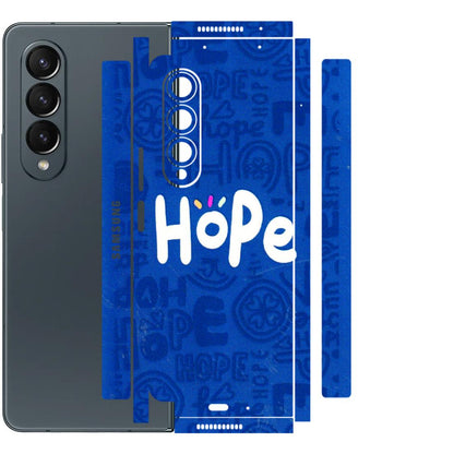 Samsung M/F/Note/Flip and C Phone Skins (All Models) - Hope Doodles Blue - 3D Embossed Finish (L-43) Samsung Galaxy Z Fold 4
