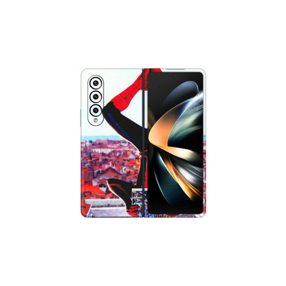 Samsung M/F/Note/Flip and C Phone Skins (All Models) - Spiderman Hanging - 3D Embossed Finish (L-53) Samsung Galaxy Z Fold 4