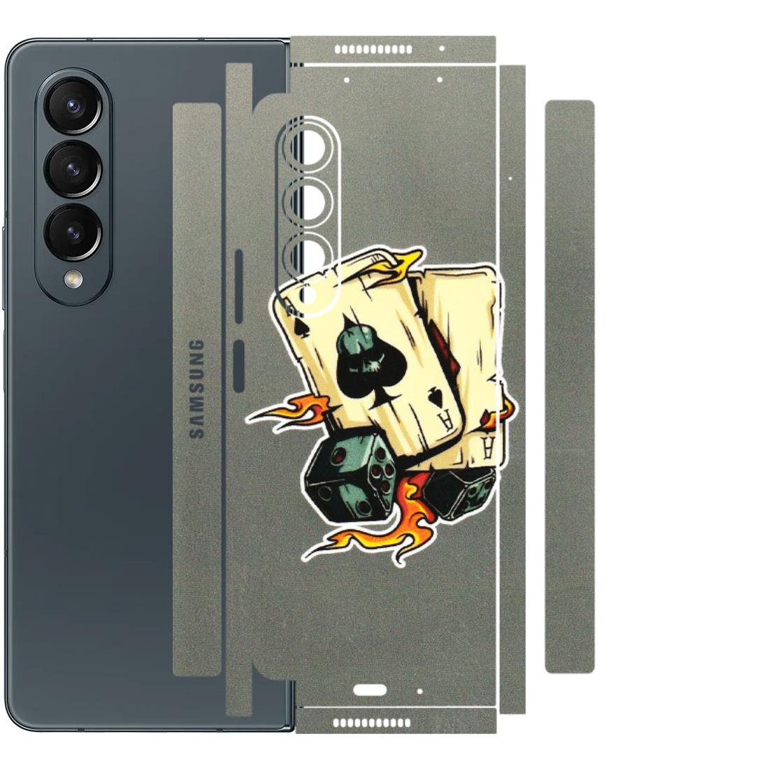 Samsung M/F/Note/Flip and C Phone Skins (All Models) - Grey Cards Of Ace - 3D Embossed Finish (L-77) Samsung Galaxy Z Fold 4