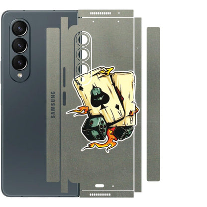 Samsung M/F/Note/Flip and C Phone Skins (All Models) - Grey Cards Of Ace - 3D Embossed Finish (L-77) Samsung Galaxy Z Fold 4