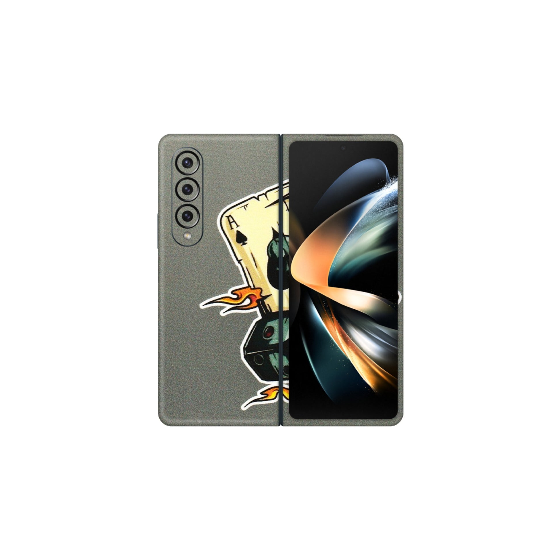 Samsung M/F/Note/Flip and C Phone Skins (All Models) - Grey Cards Of Ace - 3D Embossed Finish (L-77) Samsung Galaxy Z Fold 4