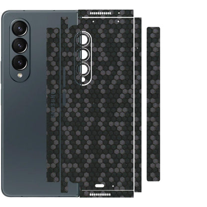 Samsung M/F/Note/Flip and C Phone Skins (All Models) - Black Grey Honeycomb Sober - 3D Embossed Finish (L-85) Samsung Galaxy Z Fold 4