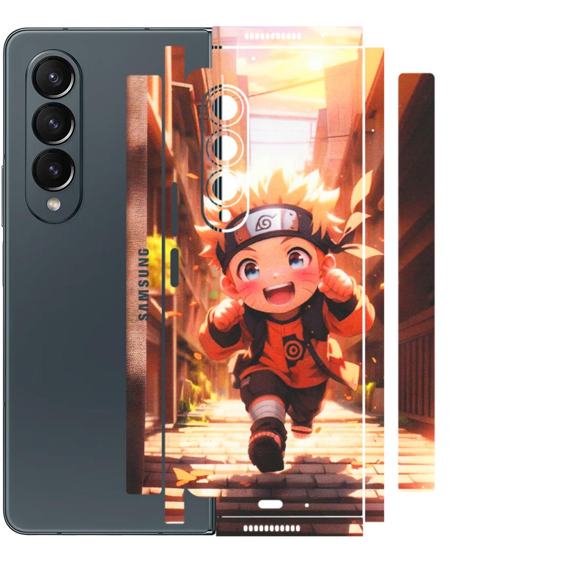 Samsung M/F/Note/Flip and C Phone Skins (All Models) - Naruto Cute Toon Running - Matte Finish (M-04) Samsung Galaxy Z Fold 4