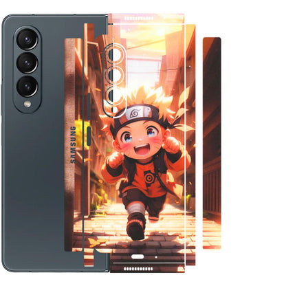 Samsung M/F/Note/Flip and C Phone Skins (All Models) - Naruto Cute Toon Running - Matte Finish (M-04) Samsung Galaxy Z Fold 4