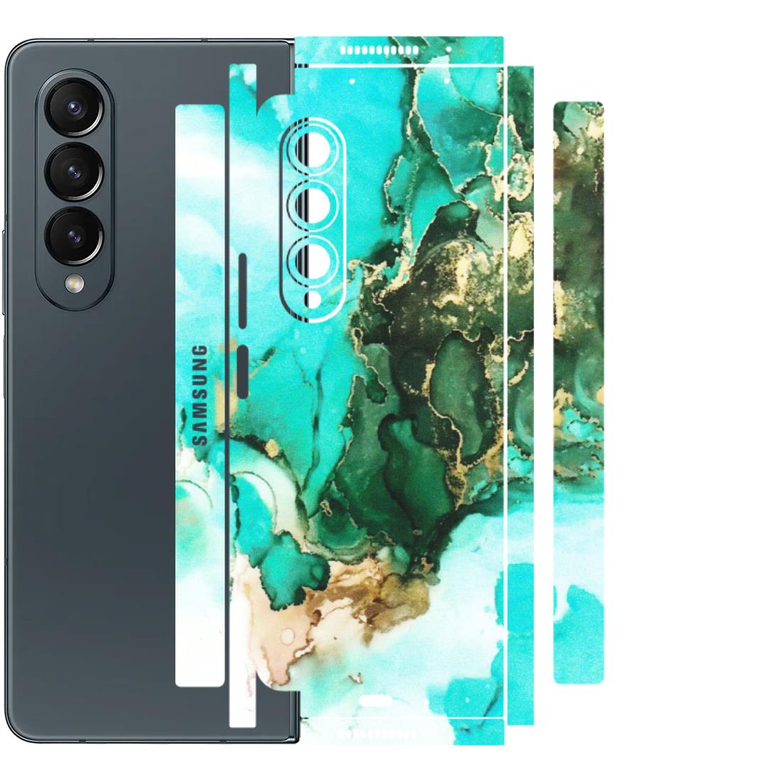 Samsung M/F/Note/Flip and C Phone Skins (All Models) - The Blue Gold Marble - Matte Finish (M-124) Samsung Galaxy Z Fold 4