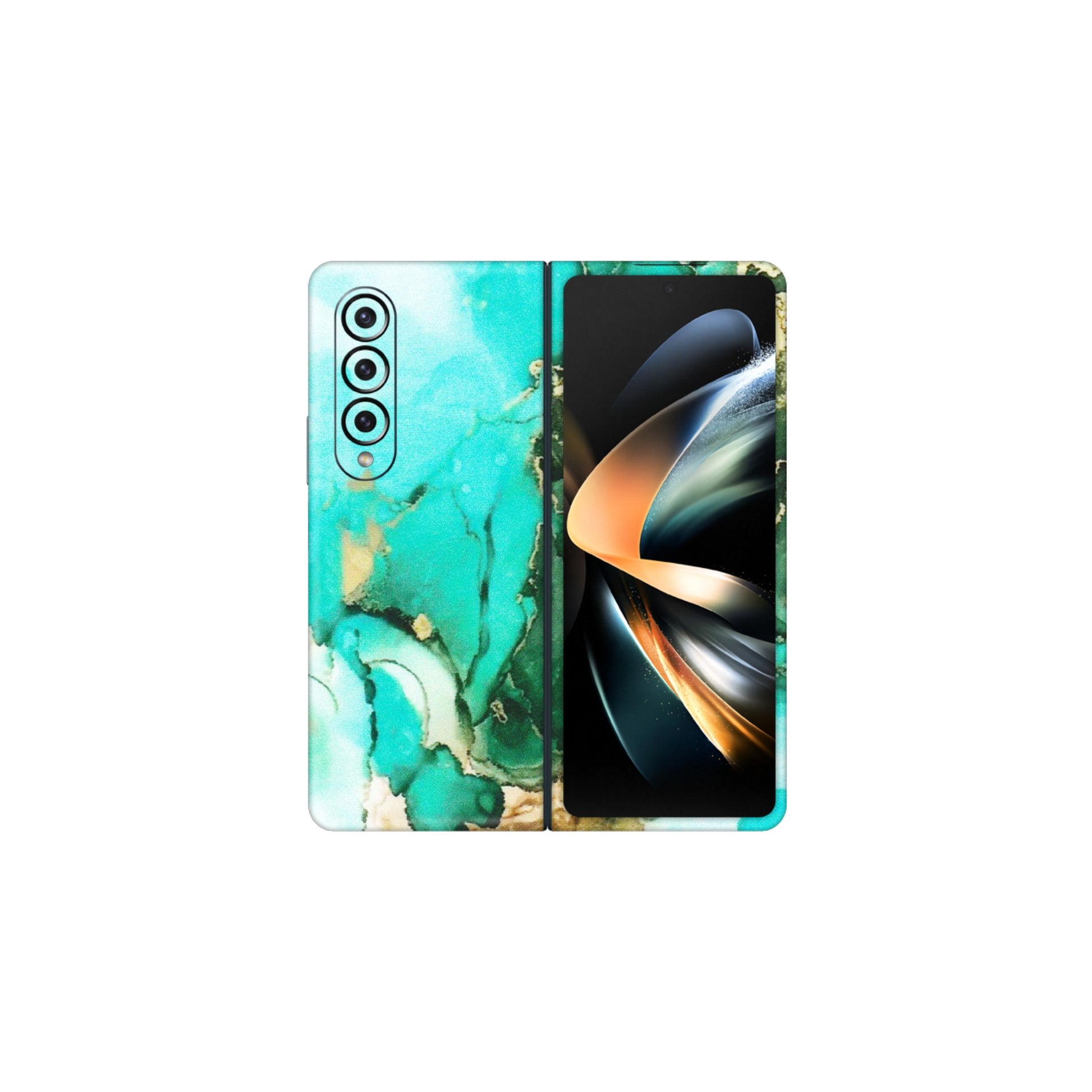 Samsung M/F/Note/Flip and C Phone Skins (All Models) - The Blue Gold Marble - Matte Finish (M-124) Samsung Galaxy Z Fold 4