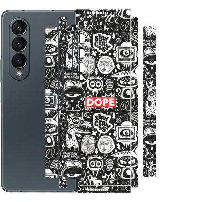 Samsung M/F/Note/Flip and C Phone Skins (All Models) - Dope Stay Classy Black Doodles - Matte Finish (M-126) Samsung Galaxy Z Fold 4