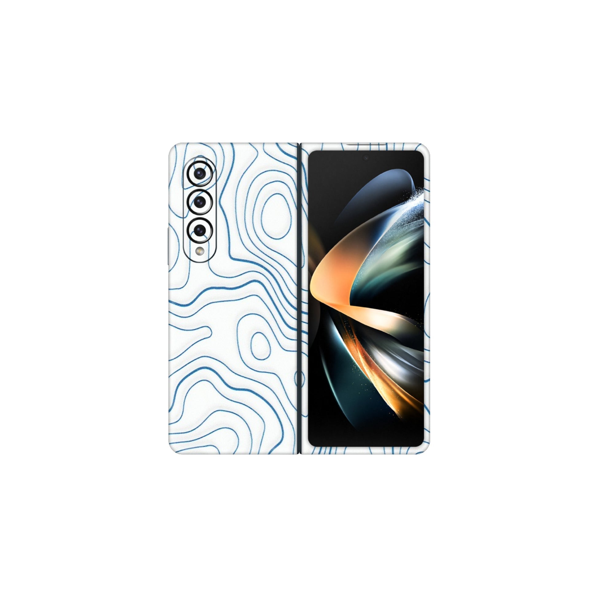 Samsung M/F/Note/Flip and C Phone Skins (All Models) - Blue And White Swirls - Matte Finish (M-139) Samsung Galaxy Z Fold 4