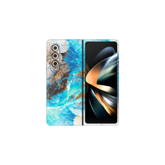 Samsung M/F/Note/Flip and C Phone Skins (All Models) - Blue Waves Abstract - Matte Finish (M-19) Samsung Galaxy Z Fold 4