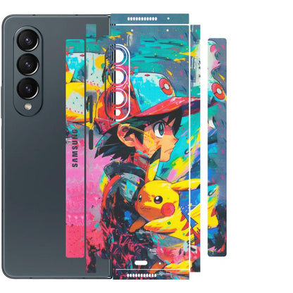 Samsung M/F/Note/Flip and C Phone Skins (All Models) - Ash & Pikachu - Matte Finish (M-26) Samsung Galaxy Z Fold 4