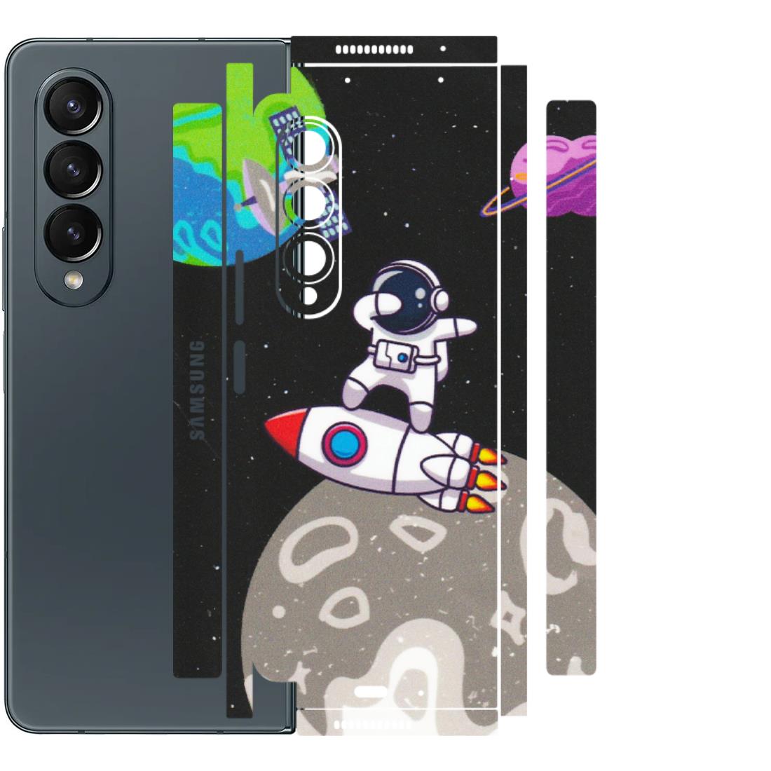 Samsung M/F/Note/Flip and C Phone Skins (All Models) - Astronaut Vibing Toon Running - Matte Finish (M-39) Samsung Galaxy Z Fold 4