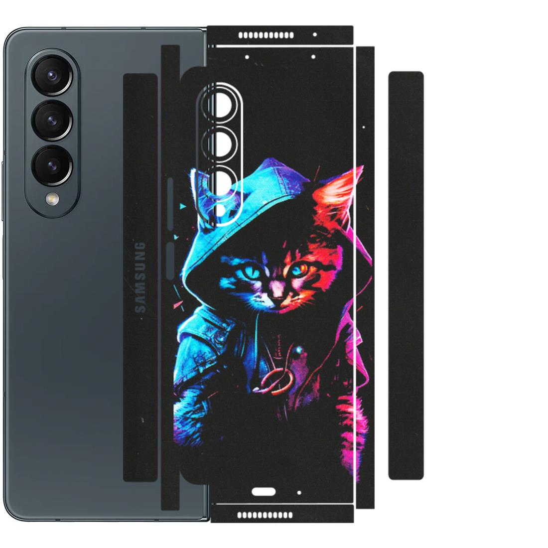 Samsung M/F/Note/Flip and C Phone Skins (All Models) - Cyberpunk Cat - Matte Finish (M-45) Samsung Galaxy Z Fold 4