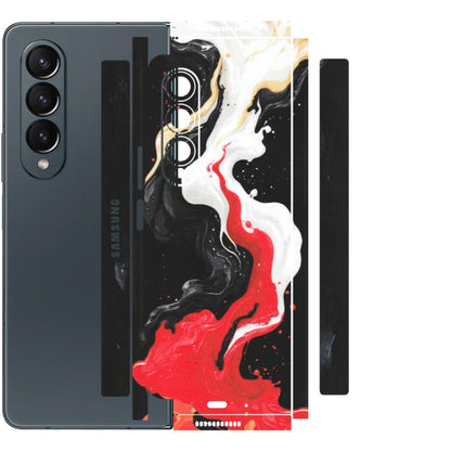 Samsung M/F/Note/Flip and C Phone Skins (All Models) - Black Red White Paint Splash Fusion - Matte Finish (M-56) Samsung Galaxy Z Fold 4