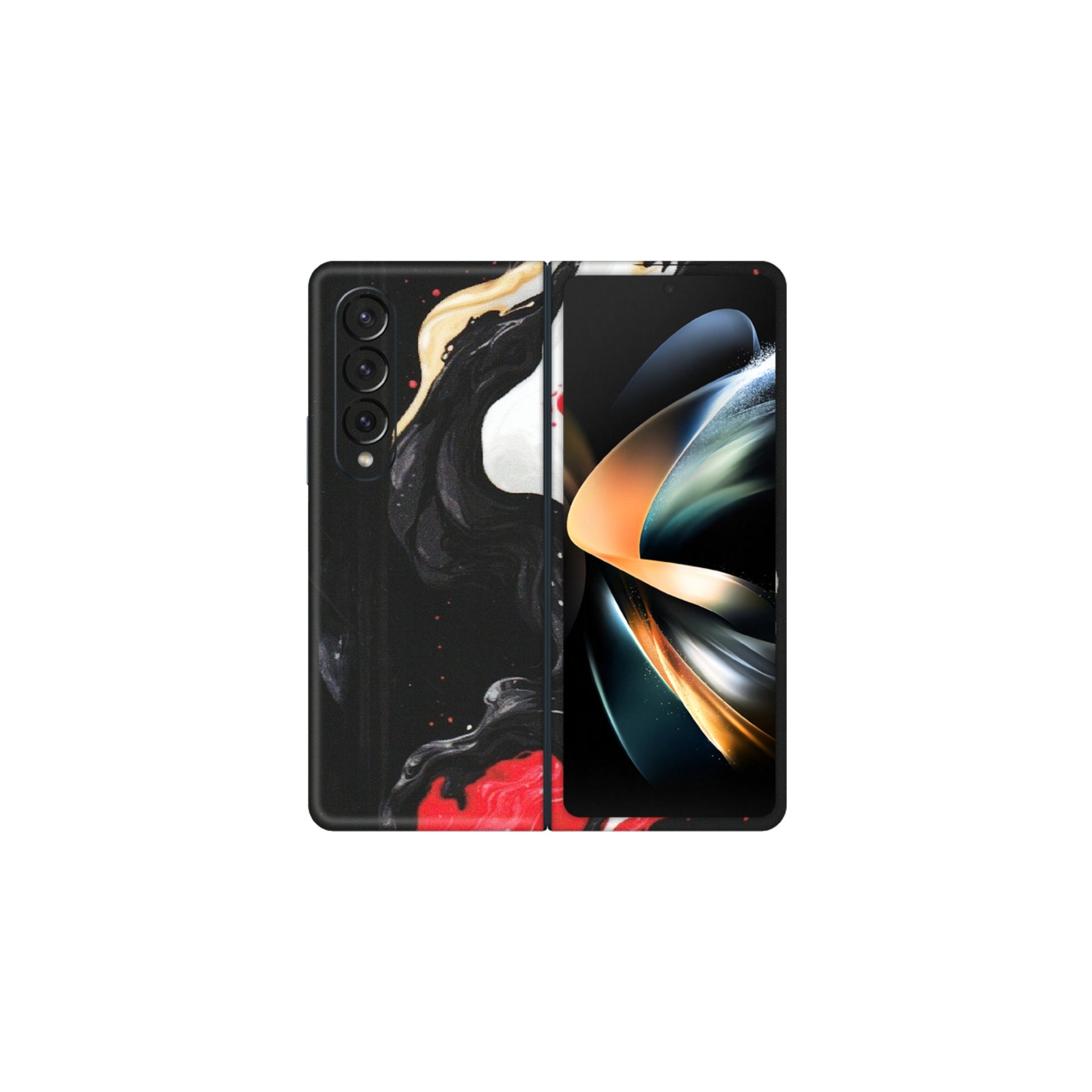 Samsung M/F/Note/Flip and C Phone Skins (All Models) - Black Red White Paint Splash Fusion - Matte Finish (M-56) Samsung Galaxy Z Fold 4