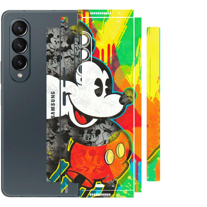 Samsung M/F/Note/Flip and C Phone Skins (All Models) - Multiple Mickey With Colourful Texture - Matte Finish (M-84) Samsung Galaxy Z Fold 4