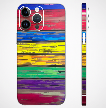 Multi Colour Wooden Wall Matte Finish Phone Skin