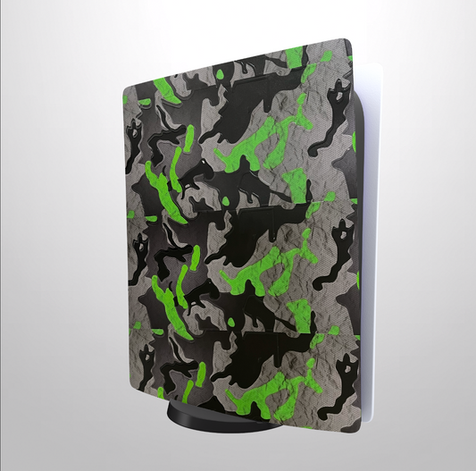 Black and green camouflage PS 5 3D Finish Skin