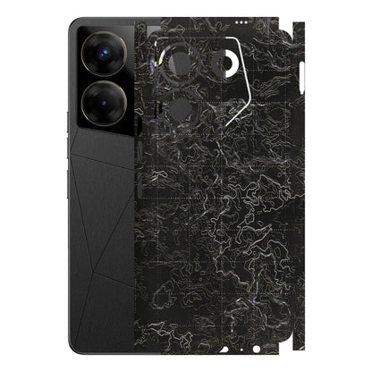 Tecno Phone Skins (All Models) - Black map Texture - 3D Embossed Finish (L-201) Tecno Camon 20 Pro