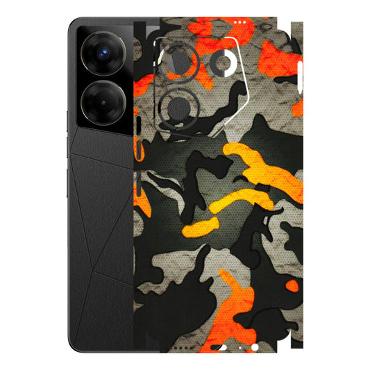 Tecno Phone Skins (All Models) - Orange Camouflage - 3D Embossed Finish (L-204) Tecno Camon 20 Pro