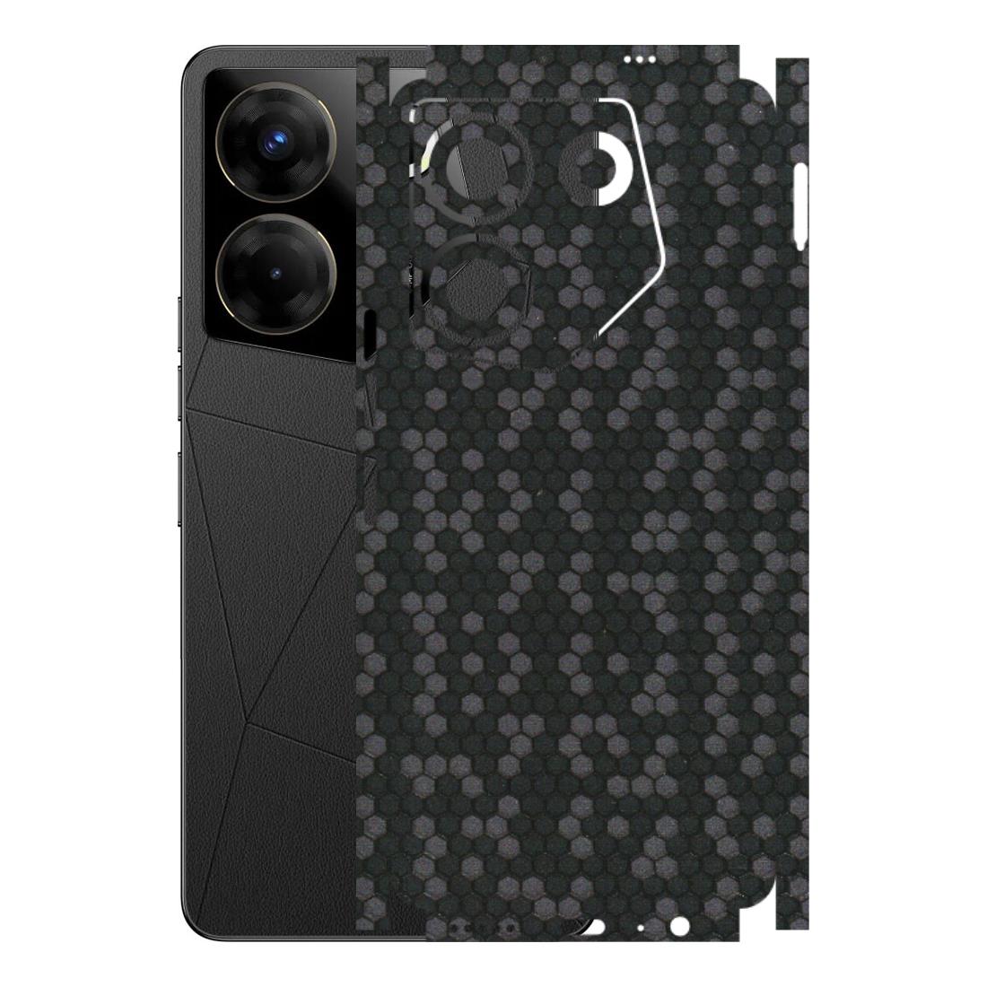 Tecno Phone Skins (All Models) - Black Grey Honeycomb Sober - 3D Embossed Finish (L-85) Tecno Camon 20 Pro