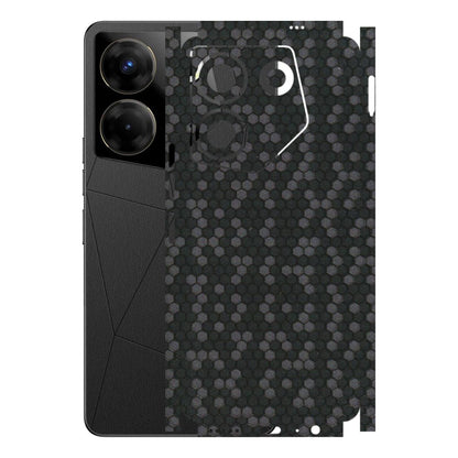 Tecno Phone Skins (All Models) - Black Grey Honeycomb Sober - 3D Embossed Finish (L-85) Tecno Camon 20 Pro