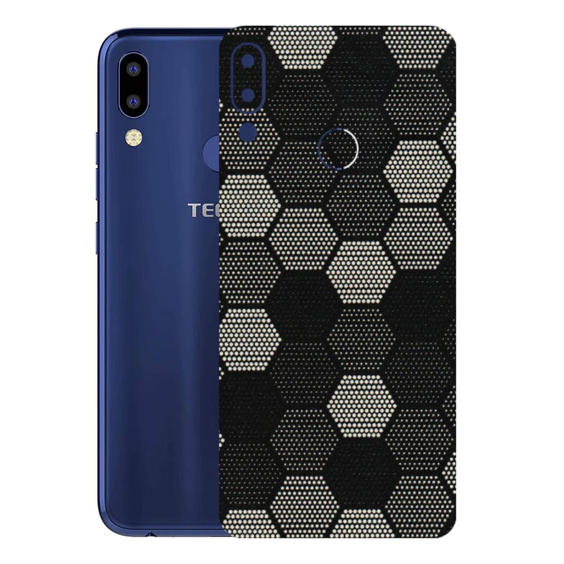Tecno Phone Skins (All Models) - Black & White Dotted Honeycomb Texture - 3D Embossed Finish (L-202) Tecno Camon i2