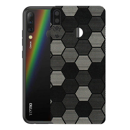 Tecno Phone Skins (All Models) - Black & White Dotted Honeycomb Texture - 3D Embossed Finish (L-202) Tecno Camon i4