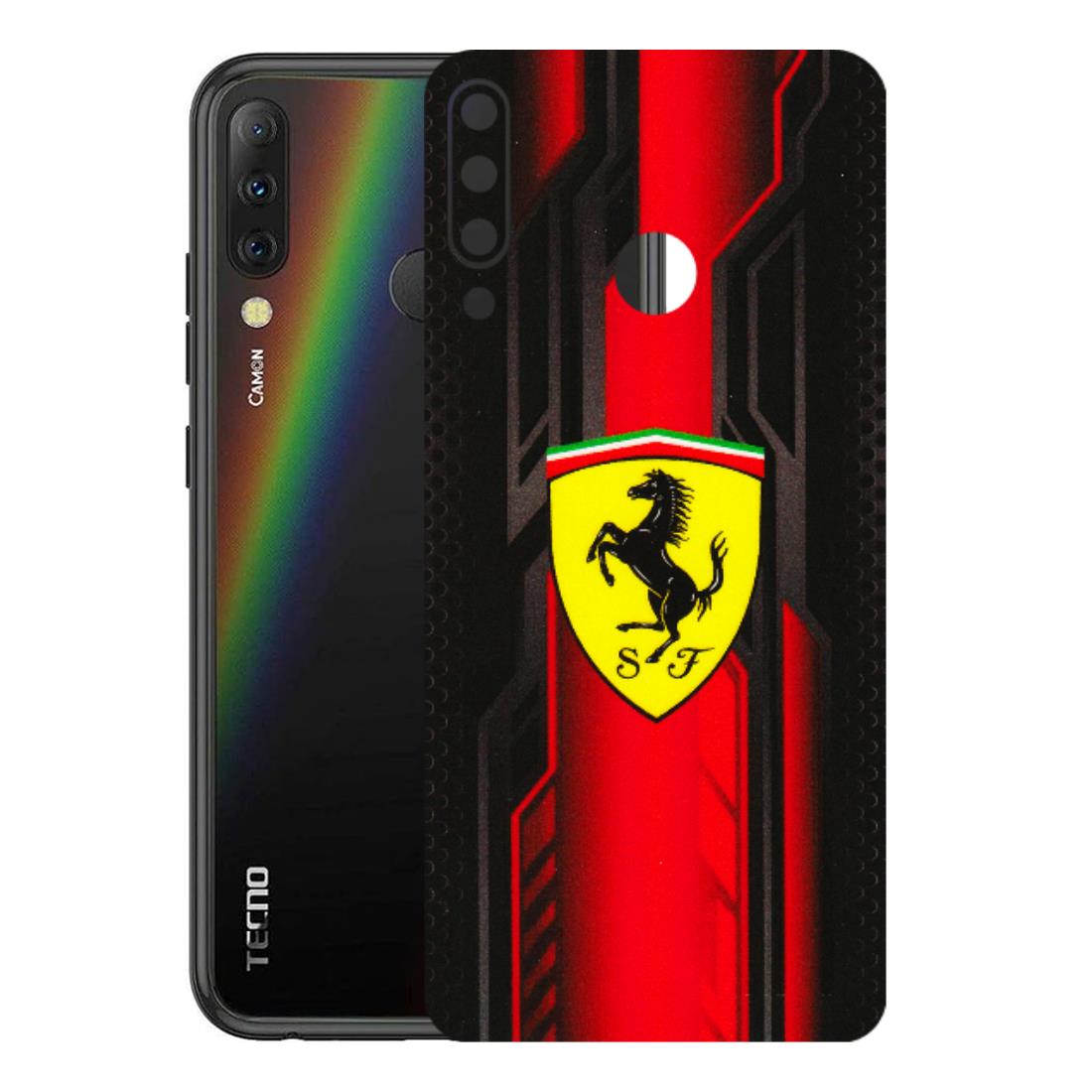 Tecno Phone Skins (All Models) - Black Ferrari Logo - 3D Embossed Finish (L-253) Tecno Camon i4